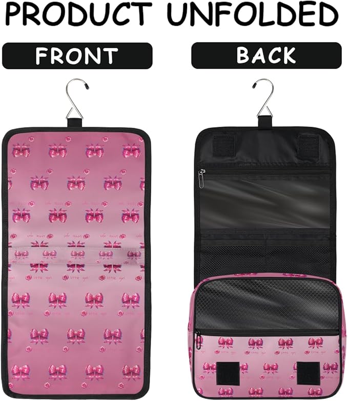YoYoYuchong Travel Toiletry Bag for Women & Men Pink Beautiful Flower Hanging Cosmetic Organizer Portable Waterproof Makeup Case Make Up Bag with Compartments Travel Essentials for Bathroom Shower