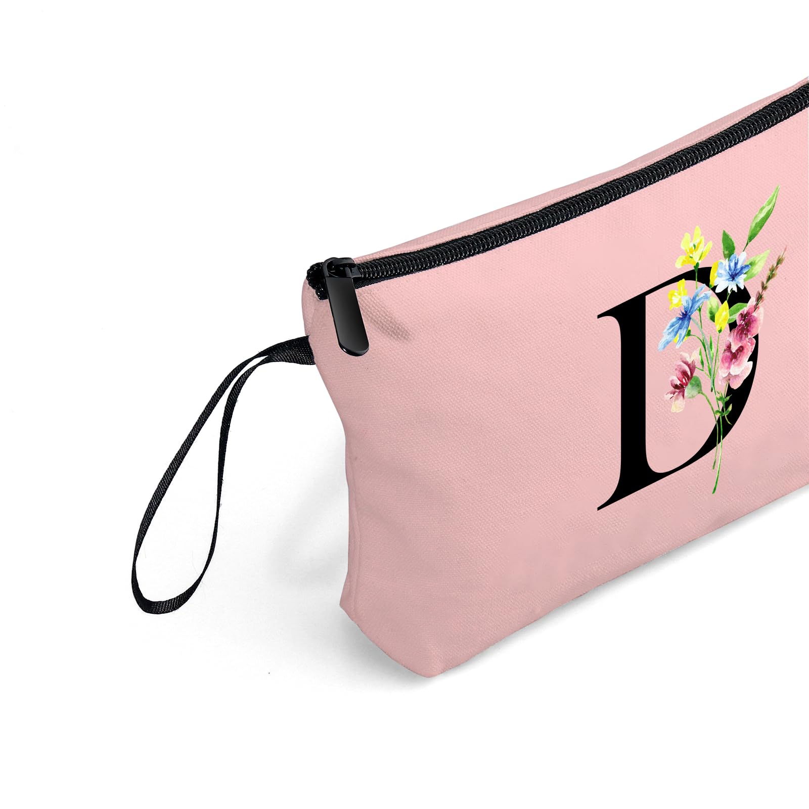 Women Birthday Maid of Honor Monogrammed Gifts for Bride Bridesmaid Sister Friend Her Teacher Makeup Cosmetic Bag with Mirror Mothers Day Christmas Graduation D
