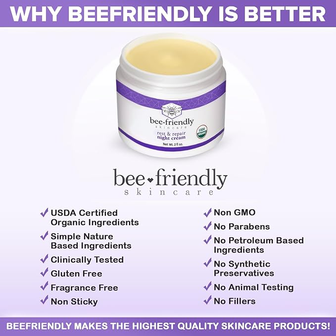 BeeFriendly® Organic Night Cream, USDA Certified, 2 oz