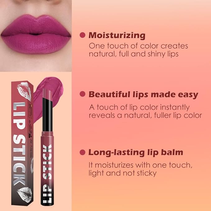 IATMOMOD Purple Matte Lipstick for Women, Long Lasting Waterproof Transfer-Proof Vegan Lip Bar, 24H Moisturizing Smudge-Proof All-Day Lip Color for Daily & Party M03#