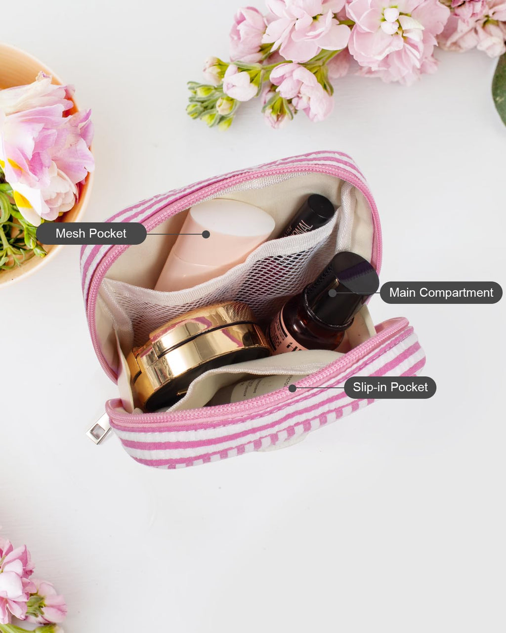 LETGO Easter Gifts for 3 4 5 6 7 8 9 10 11 12 13 Year Old - Personalized Cute Pink Initial Cosmetic Make Up Bag Makeup Bag for Women Daughter Sister Teacher Friend Girlfriend