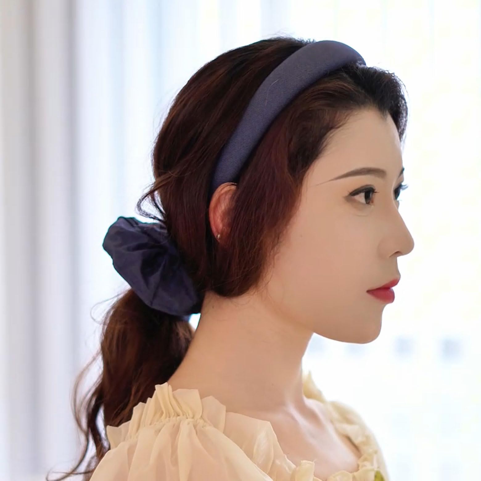 XYNAME Headband and Scrunchie Set for Women 2Pack Hair Ties for Girls Elastics Bands Ponytail Holder Hair Accessories Royal Blue