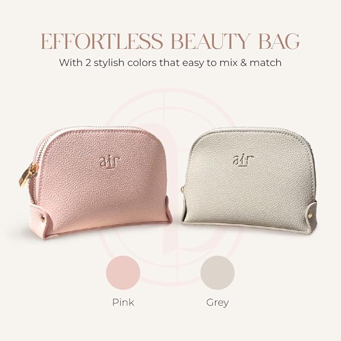 Air Beauty Small Makeup Bag For Purse - Elegant & Compact Cosmetic Pouch For On-The-Go Beauty - Travel Essentials (Gray)