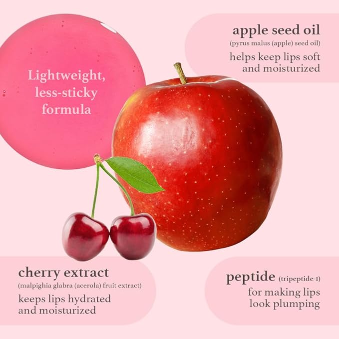 NOONI Korean Lip Oil - Applecherry - Plumping & Hydrating Tinted Lip Gloss