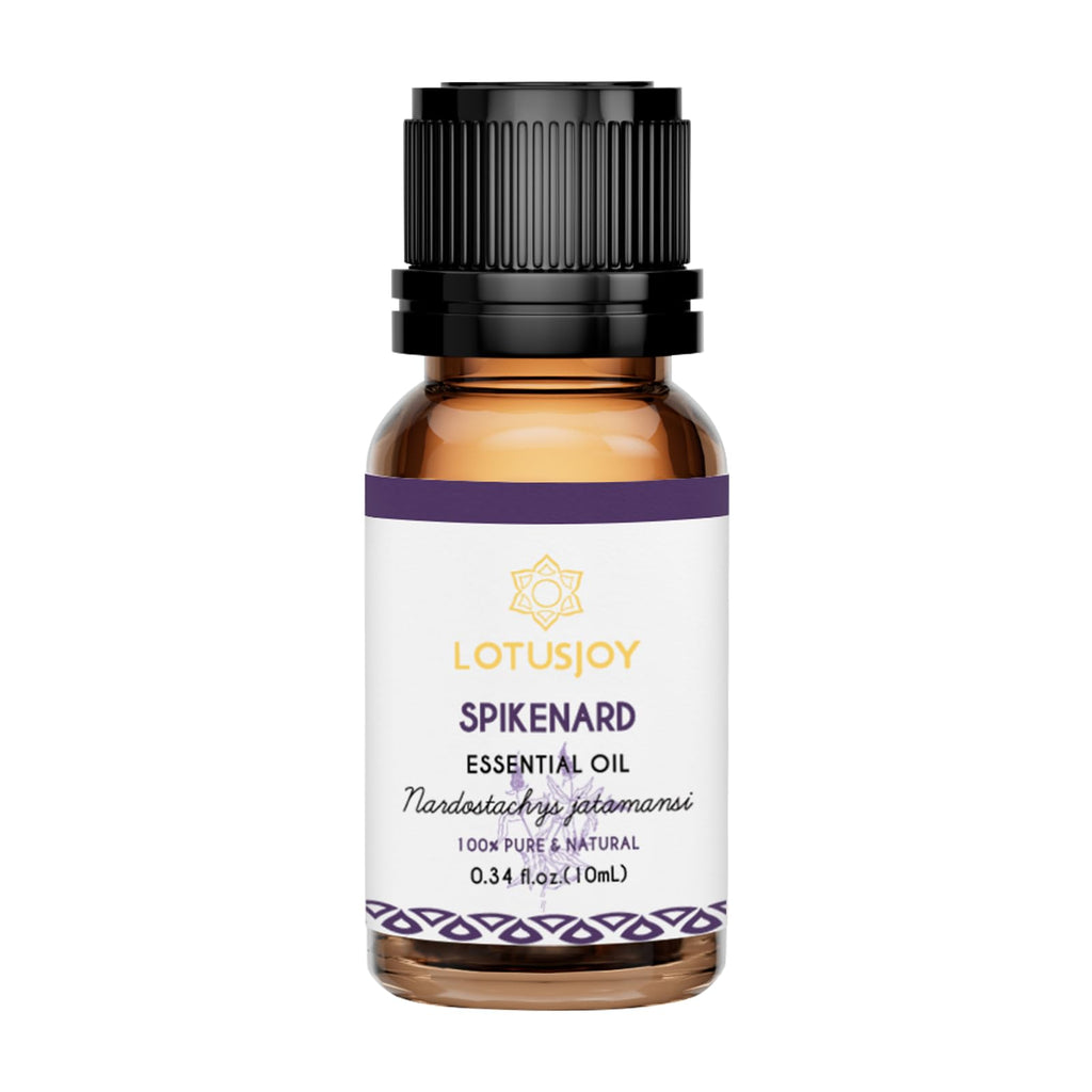 LOTUSJOY 100% Pure Spikenard Essential Oil 0.34 Fl Oz, Natural Spikenard Oil in Amber Glass Bottle with Dropper for Diffuser Massage Skin Care DIY