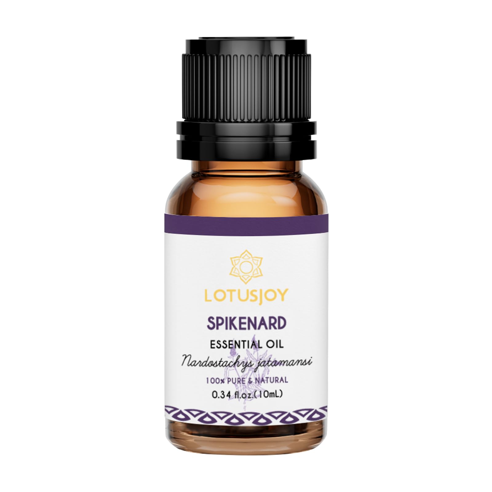 LOTUSJOY 100% Pure Spikenard Essential Oil 0.34 Fl Oz, Natural Spikenard Oil in Amber Glass Bottle with Dropper for Diffuser Massage Skin Care DIY