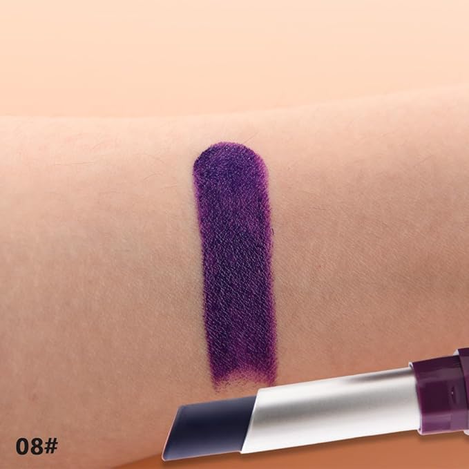 Dark Purple Blue Cream Matte Lipstick Stick 08#, Longwear Full Coverage Velvet Lip Color, Waterproof Multi-Use Lip & Cheek Makeup for Party & Daily Wear, Labial con color mate para uso diario