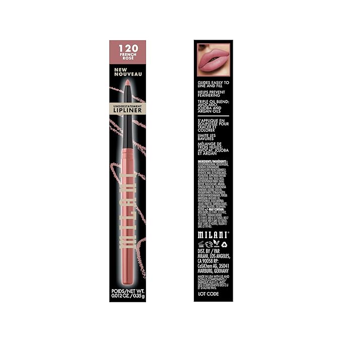 Milani Understatement Lipliner Pencil - Highly Pigmented Retractable Soft Lip Liner Pencil, Easy to Use Lip Makeup - French Rose