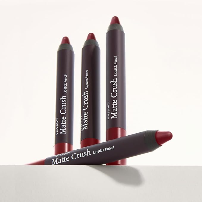 VASANTI Matte Crush Lipstick Pencil (Red Over Heels) | Long-Lasting, Water-Resistant Lip Liner Pencil that Won’t Smudge | Highly Pigmented, Soft Matte Lip Pencil
