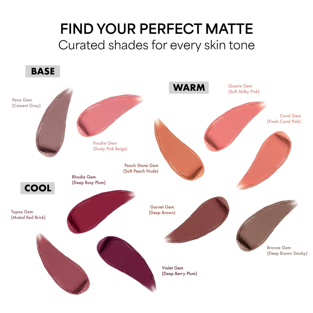 ENTROPY Makeup Matte Lip Tint – Soft Blur Line/Lightweight Velvet Matte Lip Tint, Soft Focus Finish, Natural MLBB Color, Long Lasting Lip Color - Rhodia Gem (Deep Rosy Plum)