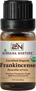 Nirvana Nurture Frankincense Essential Oil, USDA Certified Organic, 100% Pure Undiluted, Aromatherapy Oil for Diffuser, Hair & Skin Care