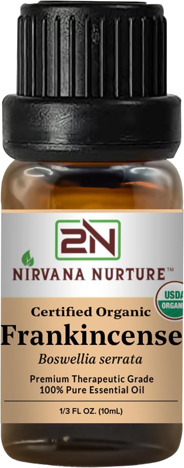 Nirvana Nurture Frankincense Essential Oil, USDA Certified Organic, 100% Pure Undiluted, Aromatherapy Oil for Diffuser, Hair & Skin Care