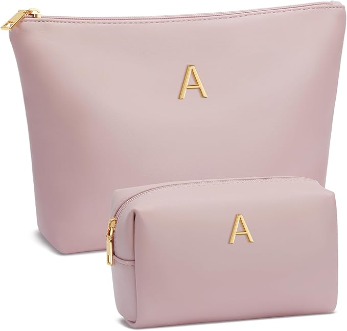 CLOUDWINGS Gifts for Women Girls Personalized Initial Travel Makeup Bag