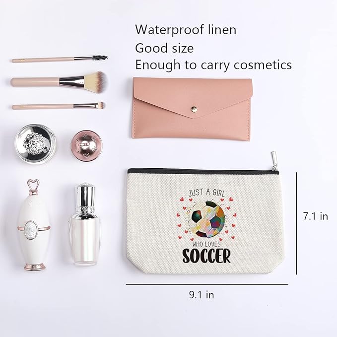 kdxpbpz Soccer Gifts Cosmetic Bag, Soccer Coach Gifts, Team Gift for Lovers Players Fans Birthday Gifts for Women Friend Sister BFF Bestie Her