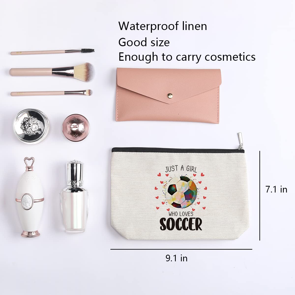 kdxpbpz Soccer Gifts Cosmetic Bag, Soccer Coach Gifts, Team Gift for Lovers Players Fans Birthday Gifts for Women Friend Sister BFF Bestie Her
