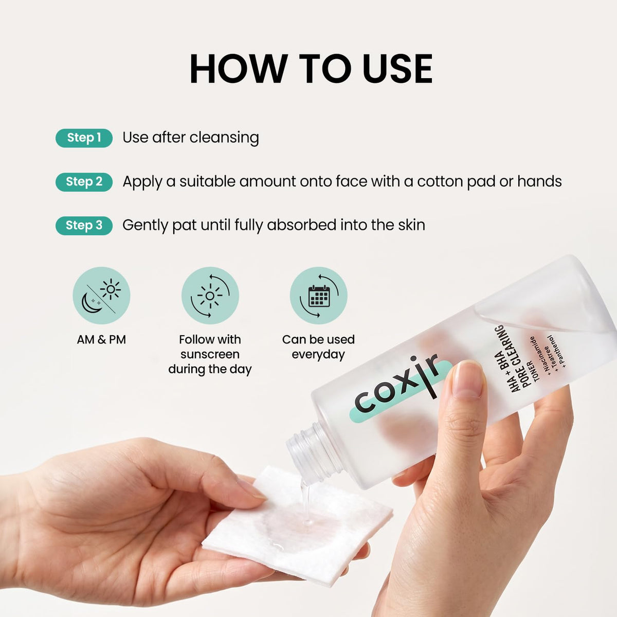 coxir AHA BHA Toner, Niacinamide & Tea Tree, Pore Minimizing, 5.07 fl.oz