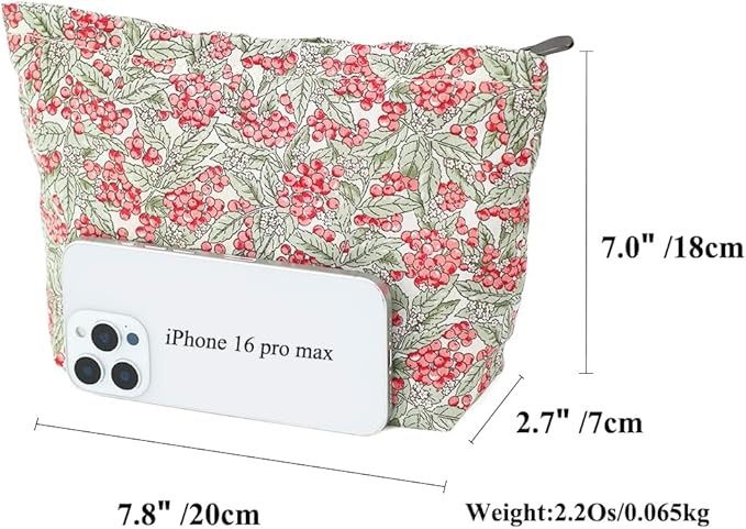 BBORGDC Cotton Printed Makeup Bag - Large Capacity Travel Cosmetic Pouch & Toiletry Organizer with Zipper, Perfect for Daily Use, Makeup Storage, or Gift Ideas