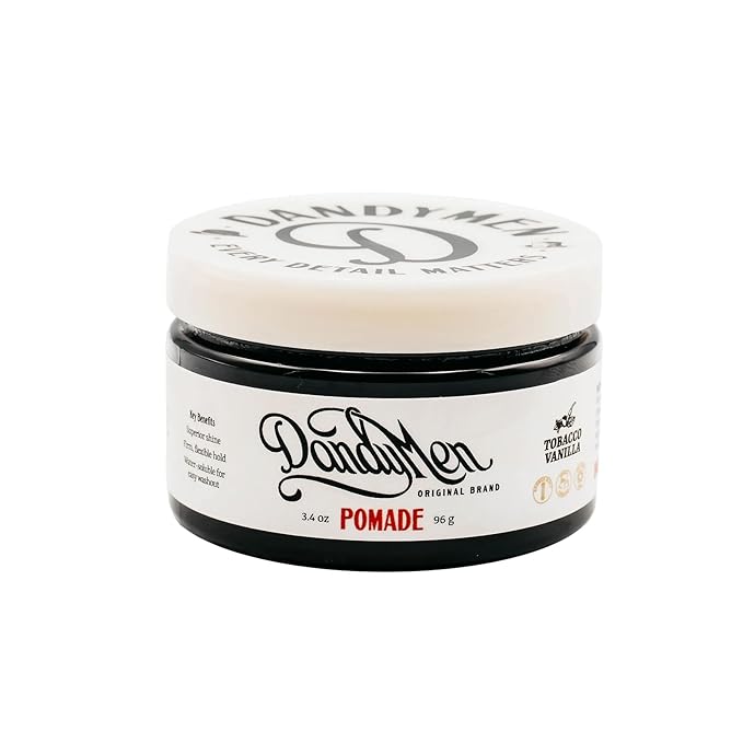 DandyMen Pomade – Strong Hold, High Shine, and Hydrating Formula with Pro-Vitamin B5 – Tobacco Vanilla Scent – 3.4 oz