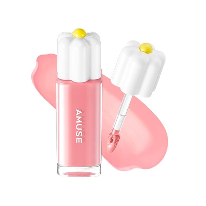 Amuse SEOUL Daisy Flower Dew Tint (13 DEW BOKSOONGA) - Glossy Moisturizing Lip Stain, Watery Glow Lip Tint, Long Lasting Color, Dewy Finish, Vegan, Korean Beauty Makeup