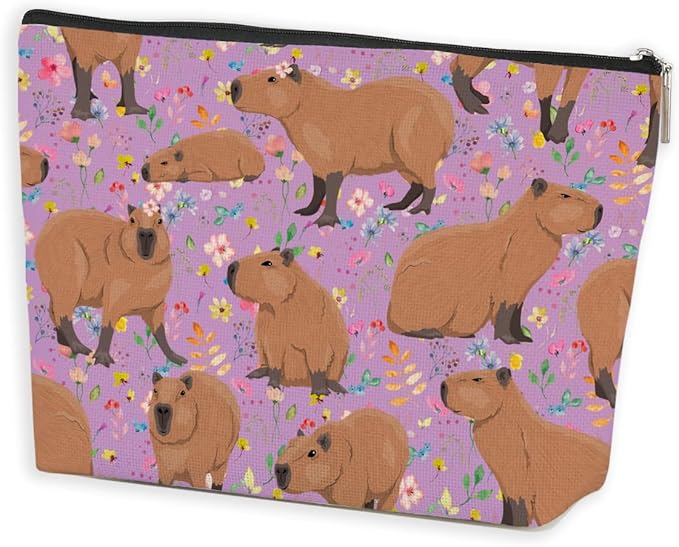 Cute Capybara Makeup Bag Capybara Gifts Cosmetic Bag for Animal Lover