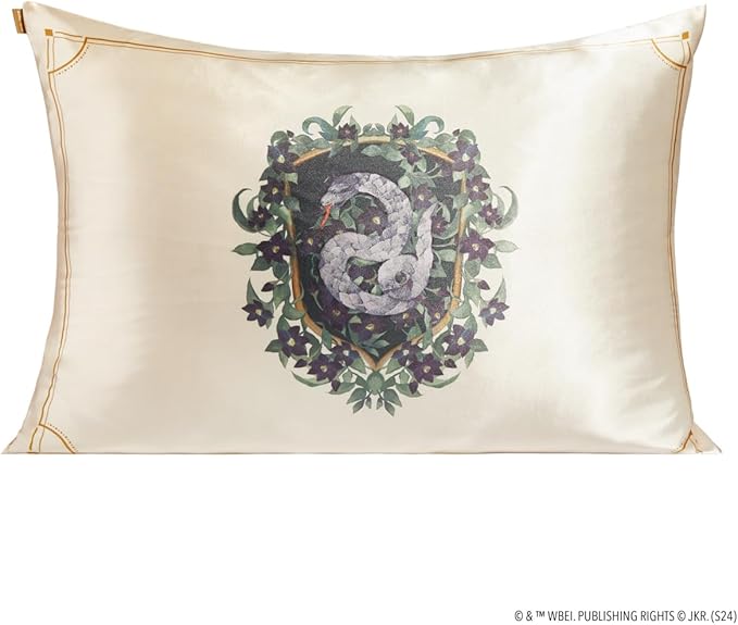 Kitsch & Harry Potter Satin Pillowcase W/Zipper - Size 19x26, Slytherin