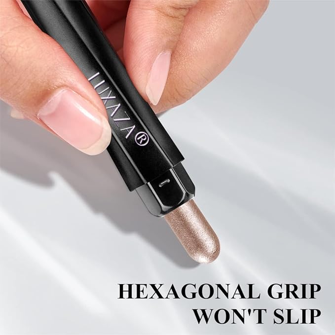 LUXAZA 6-Piece Matte and Shimmer Cream Eyeshadow Pencil Set, Waterproof Long Lasting Highlighter Stick, Champagne Rose Pink