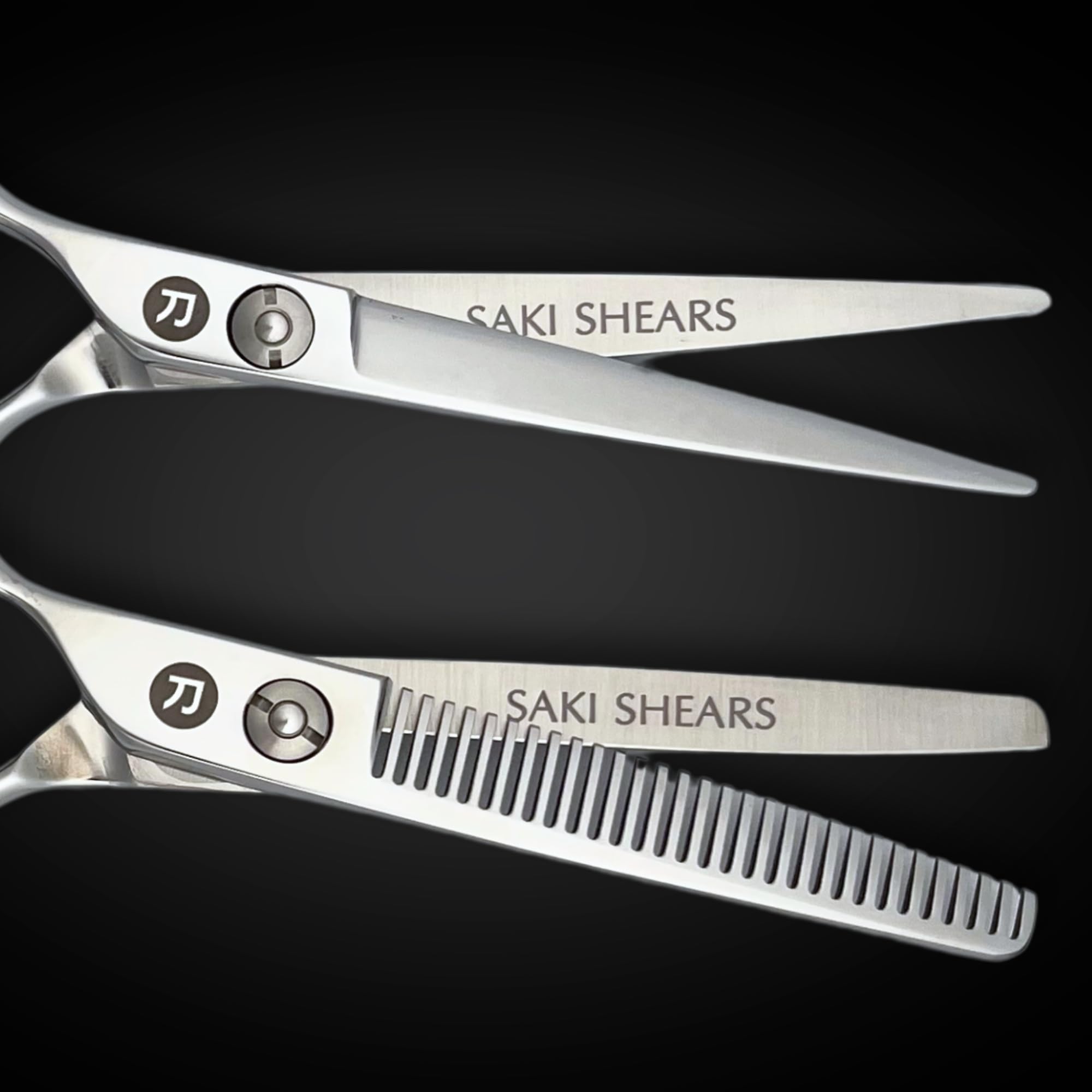 Left Handed Set of Hair Cutting Shears - Saki Kotaro - Made from Japanese 440C Steel - 6 Inch Set Includes Left Hair Scissors, Left Thinning Shears, Razor and Leather Shears Case