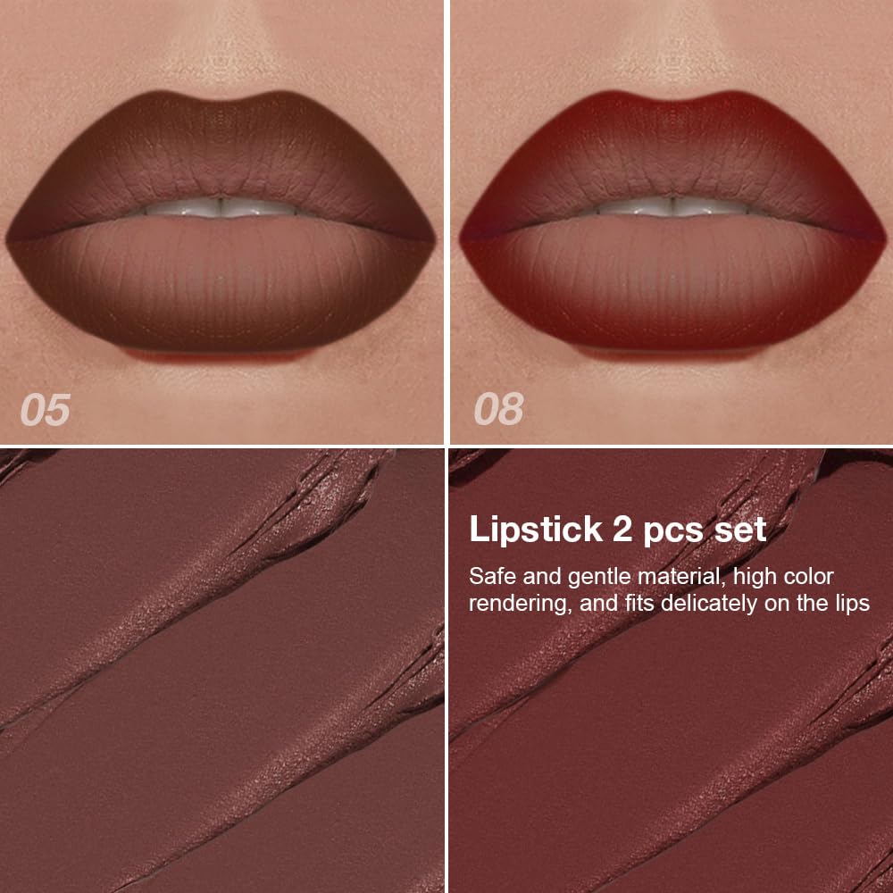 BINGBRUSH Lip Liner Pencil Set, Matte Lipstick Set, Cone Tip Line&Fill,2pcs