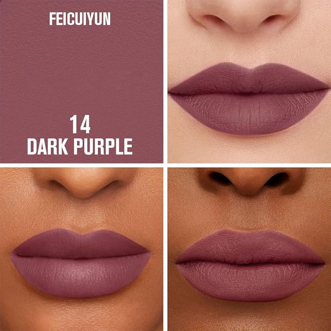 FeiCuiYun Matte Calligraphy Liquid Lip Liner Lipstick Pencil, Dark Purple Long-Lasting Transfer-Proof Lip Stain Halloween Birthday Party Wear, Sheer Buildable Color, Fades to a Natural Wash of Colors