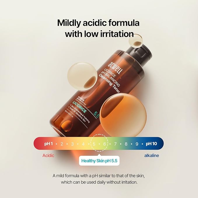 ACWELL Licorice pH 5.5 Balancing Cleansing Toner - Alcohol-Free Korean Face Toner, Hydrating Clarifying Formula for Dull and Combination Skin, 5.07 fl oz