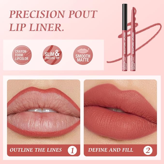 K05 Hxssll 12 Colors Matte Lip Liner Pencil – Long Lasting Waterproof Lip Liner, Smudge Proof Transfer Proof Lip Pencil, High Pigment Lip Makeup for Defining & Filling Lips (05#, 1PCS)