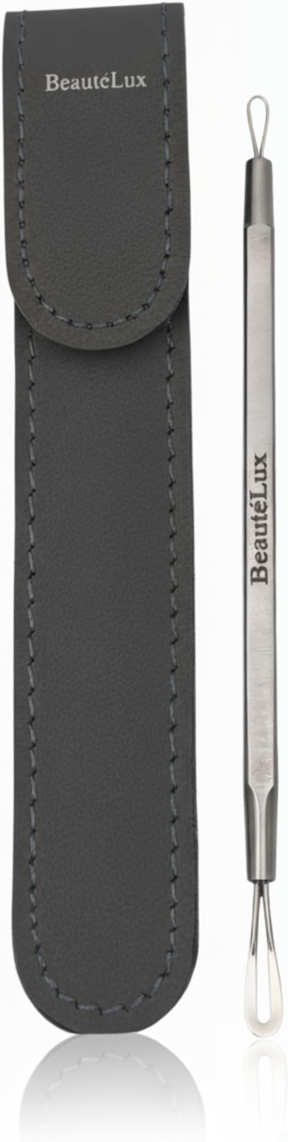 BeautéLux 2-in-1 Blackhead Removal Tool, Stainless Steel Acne Extractor, Blackhead & Whitehead Remover for Face/Nose, Dual-Loop Pimple Extractor, Skin Blemish Tool