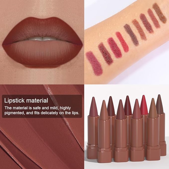 JUAAZIN Reddish Brown Gradient Matte Lip Liner Pencil Crayon for Women - Waterproof Smudge-Proof Kissproof Long-Wear Lip Pencil,Flawless Contour Ombre Effect Lip Crayon,Creamy Pigmented Lip Liner 03#