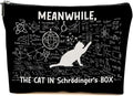 BQXH Funny Physics Makeup Bag, Physics Gifts Cosmetic Bag, Cat Lovers Organizer Zipper Pouch Science Teacher Gifts for Women Friends Sister Coworker Daughter Scientist Science Nerd