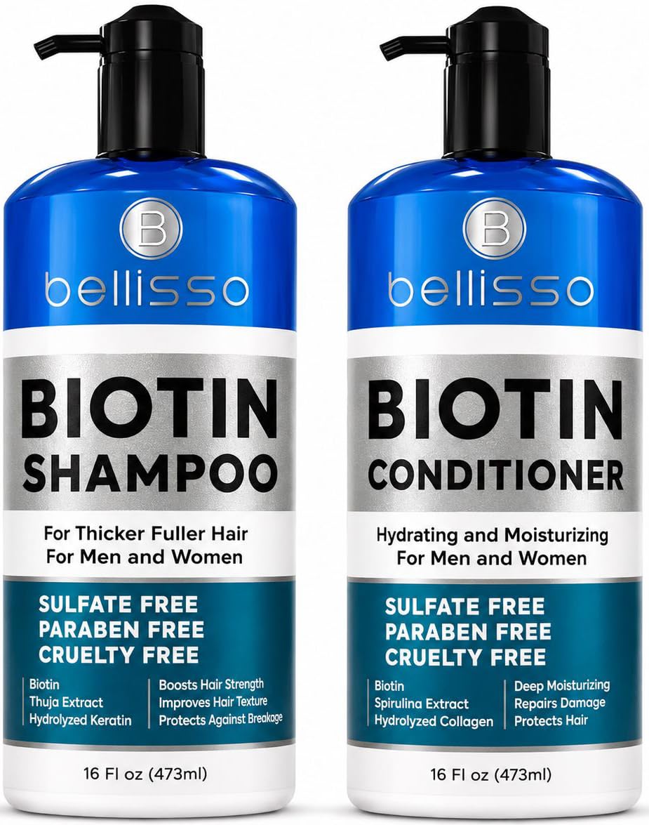 Keratin Shampoo and Conditioner Set - Sulfate Free and Paraben Free - Salon Thickening Treatment for Dry, Damaged, Curly, Frizzy, Straight or Color Treated Hair - Anti Frizz Formula for Women and Men