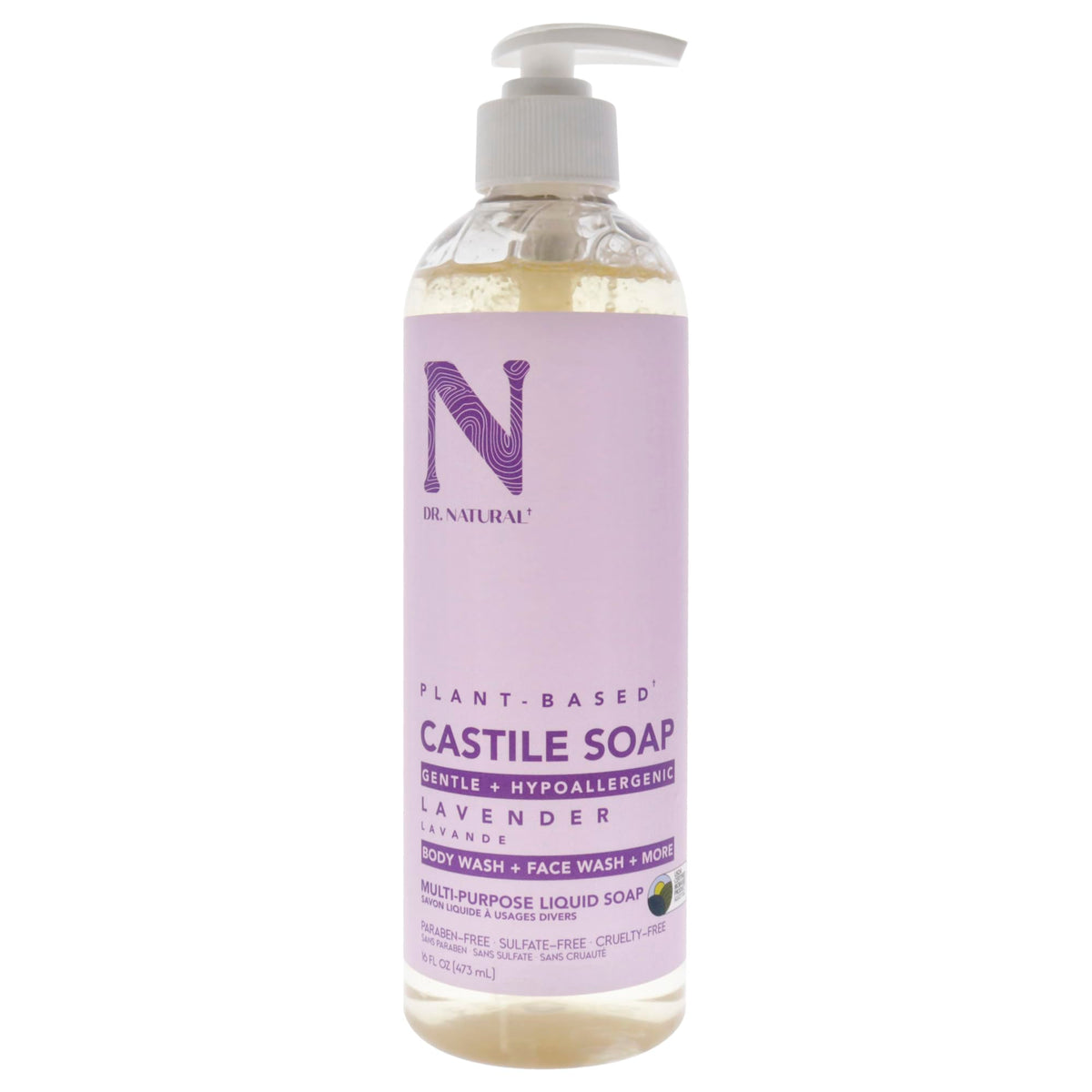 Dr. Natural Castile Liquid Soap - Multi-Use Body Wash, Shampoo and Face Wash - Hydrating Body Soap for Skin, Hair, Pets and Home - Eucalyptus - 32 oz