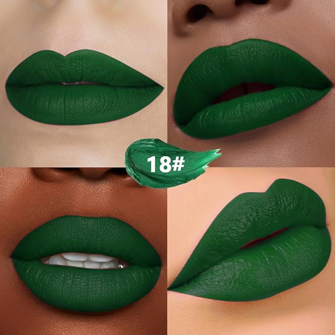 IATMOMOD Sea Green Cream Matte Lipstick Stick 18#, Longwear Full Coverage Velvet Lip Color, Waterproof Multi-Use Lip & Cheek Makeup for Party & Daily Wear, Labial con color mate para uso diario