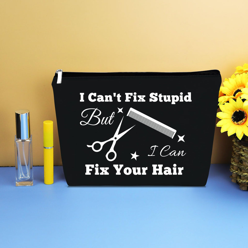Hairdresser Gifts Makeup Bag Hair Stylist Gift Black Cosmetic Bags Funny Hair Dresser Gift Cosmetic Pouch Oxford Cloth Makeup Case Christmas Graduation Present for Hairdresser Inspirational Present