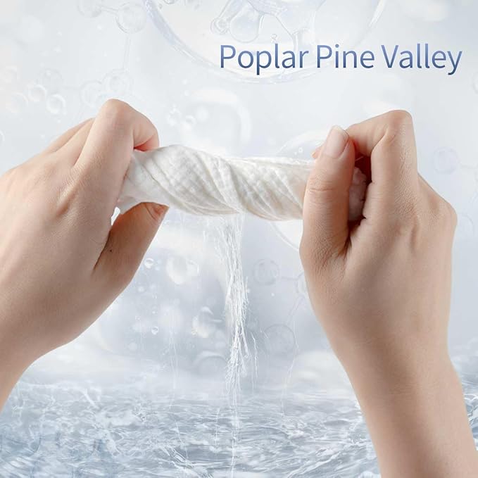 Poplar Pine Valley, Clean Towels XL for Face, Makeup Remover Dry Wipes, Hyaluronic Acid, Cleansing and Moisturizing, Skincare Towels, Cotton, Thick Soft, Travel, 50 Ct, 1 Pack, White