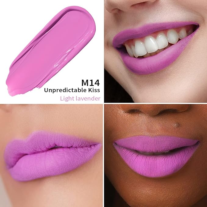 Oulac Matte Lipstick for Women Long Lasting, Light Pink | Lavender Lip Gloss, Waterproof Lip Stain, No Transfer, Creamy High Pigmented Formula with Rose Oil, Vegan & Cruelty-Free, M14