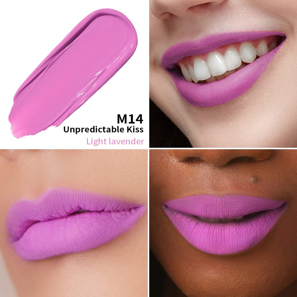 Oulac Matte Lipstick for Women Long Lasting, Light Pink | Lavender Lip Gloss, Waterproof Lip Stain, No Transfer, Creamy High Pigmented Formula with Rose Oil, Vegan & Cruelty-Free, M14