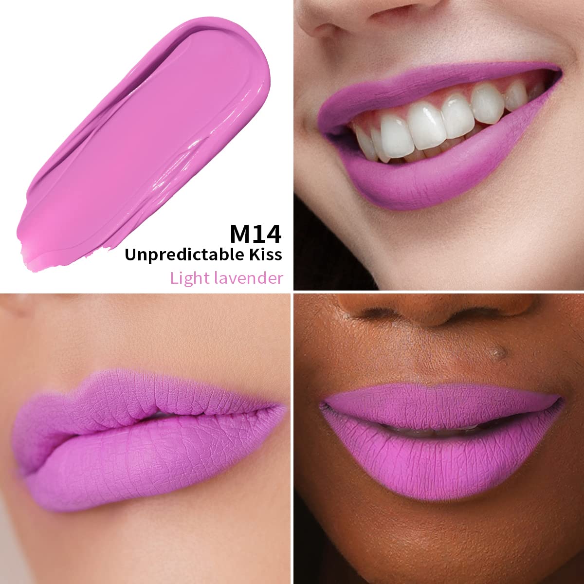 Oulac Matte Lipstick for Women Long Lasting, Light Pink | Lavender Lip Gloss, Waterproof Lip Stain, No Transfer, Creamy High Pigmented Formula with Rose Oil, Vegan & Cruelty-Free, M14