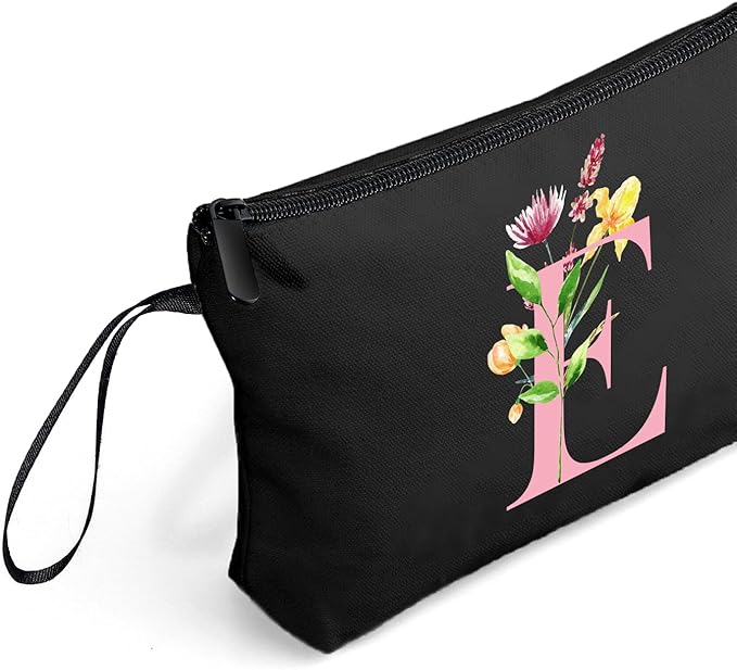 A-Z Personalized Gifts for Women, Initial Make Up Bag with Mirror, E