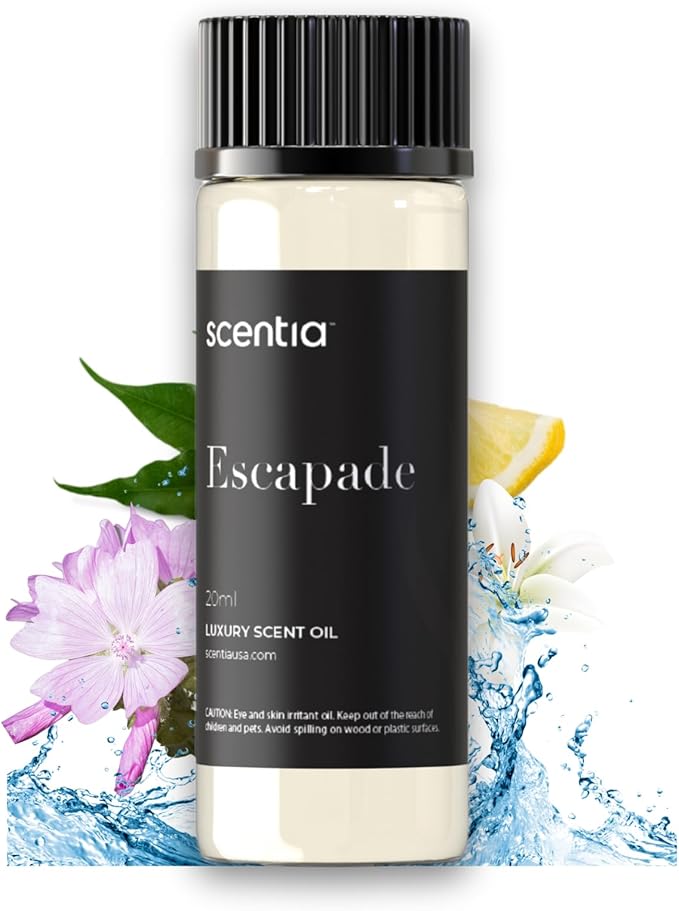 Scentia Escapade Aromatherapy Oil for Diffuser – Hotel Scent Inspired by 5-Star Resort – 20 mL – Jasmine, Bergamot & Marine Natural Fragrance Oil for Waterless & Cold Air Diffusers, Made in USA