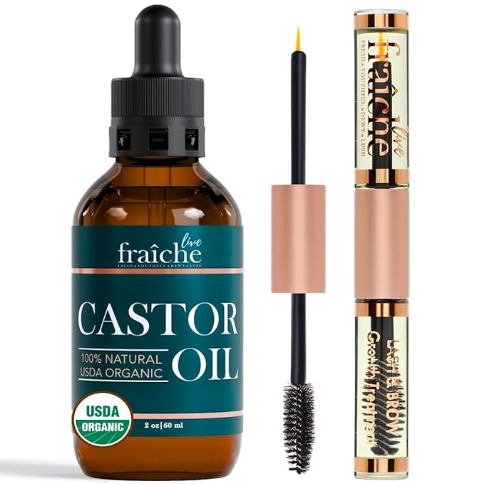 Organic Castor Oil Eyelash Growth Serum, Eyebrow Lash Serum for Hair Growth