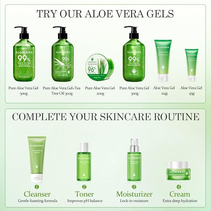 Aloderma 24K Gold Aloe Flower Essence Gel, Age-Defying & Hydrating, 7oz x 3