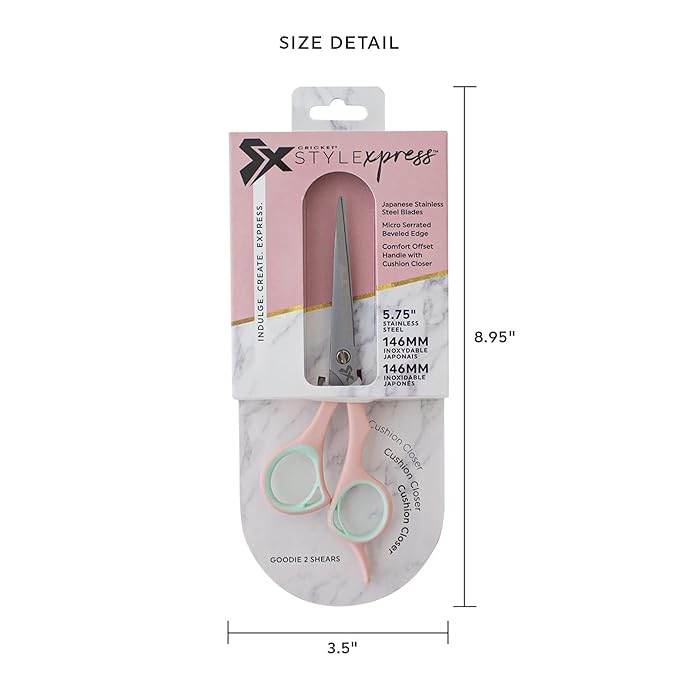Cricket Style Xpress Goodie 2 Shears Hair Cutting Scissors, 5.75", Pink & Mint