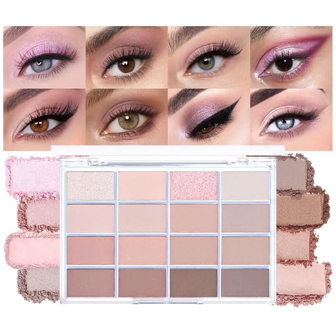CAKAILA 16Colors Light Beige Coral Brown Basics Matte Eyeshadow Palette,Eye Shadow Travel Makeup Palette all in one Long Lasting Waterproof,Great for Travel Gift Kit