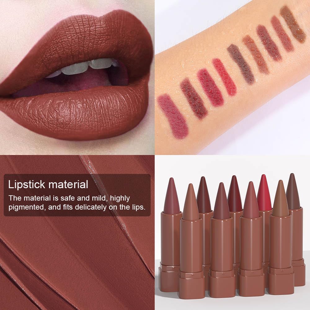 Reddish Brown Lip Liner,LongLasting Matte Lipstick,LipPencil for Line&Fill