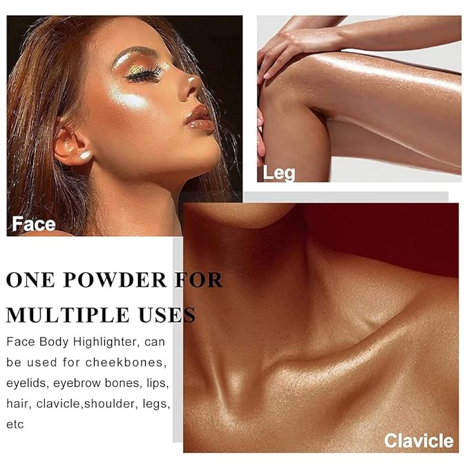 PAQIMAN Glitter Powder Highlighter Makeup,Body Brightens the Natural and Face Blusher Patting Powder Highlighter Makeup Beauty Glitter.(02# Fairy pink)